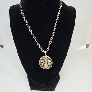 Vtg Sivertone Locket Iridescent Shell Stones